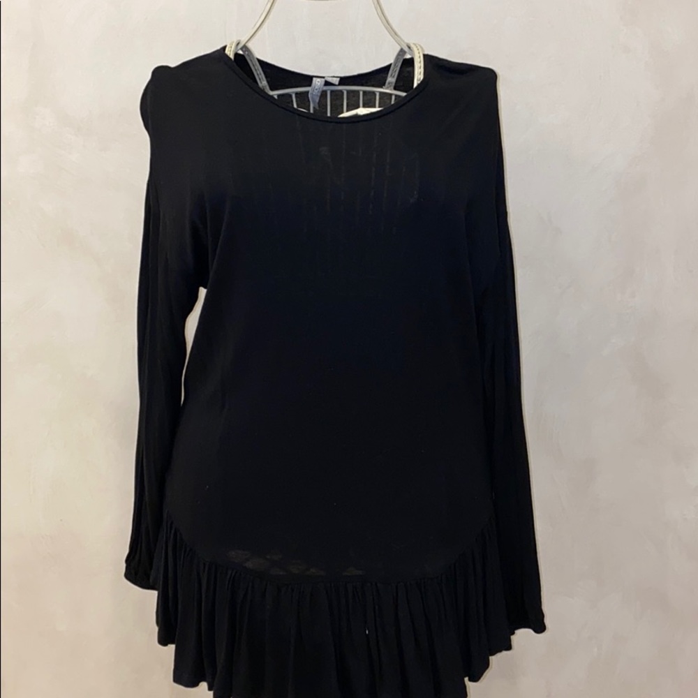 ASOS Longe Sleeve Black Ruffle Top